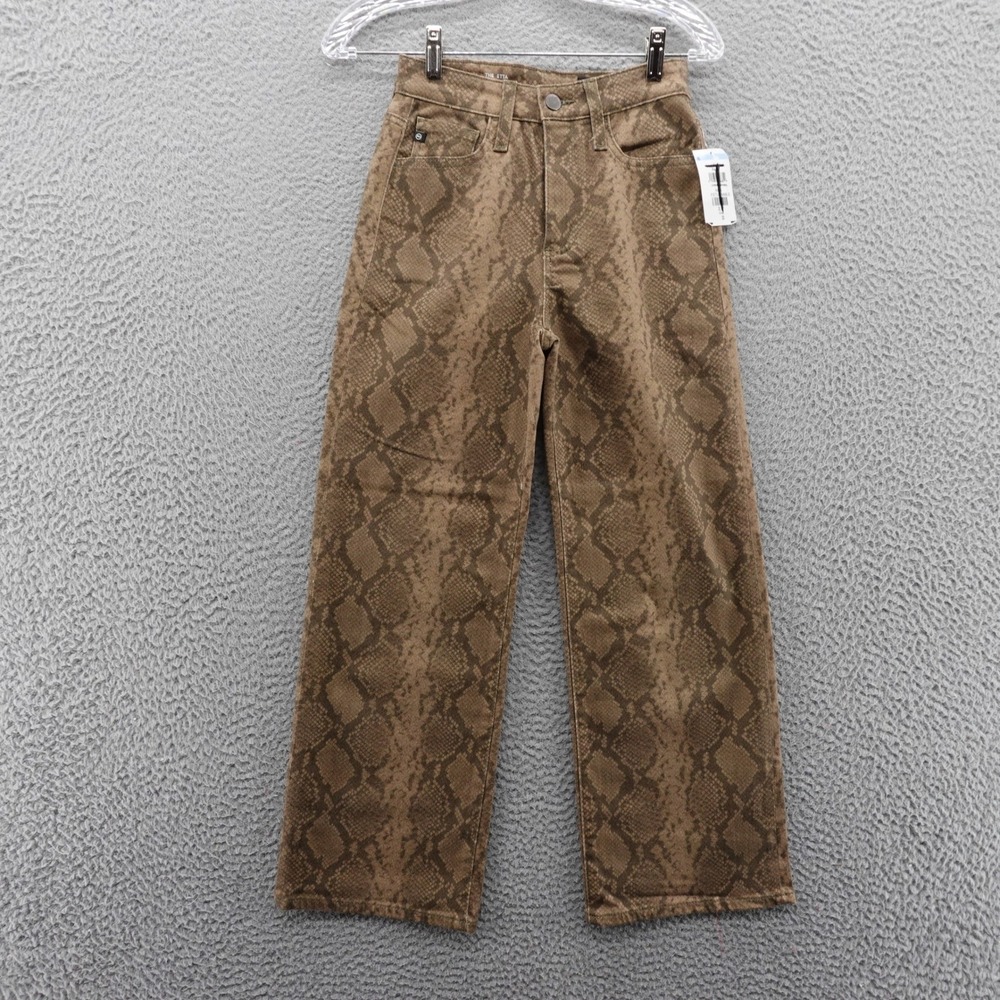 AG Adriano Goldschmied The Etta High Rise Wide Leg Crop Jeans Snake Print 23 NEW